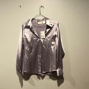 Christie & Jill Vintage Satin Orchid Button Down
